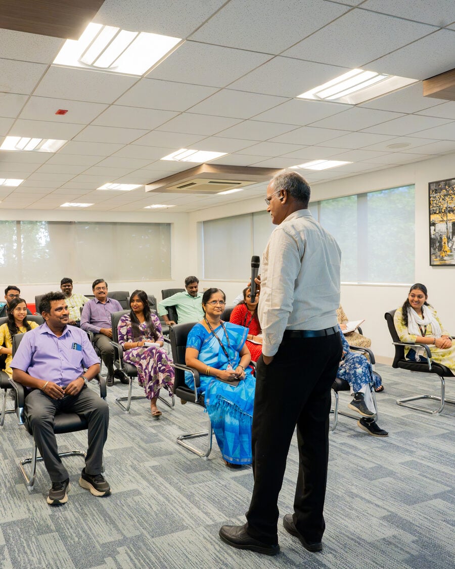 A team town hall at the Nippon Enterprises South head office in Chennai